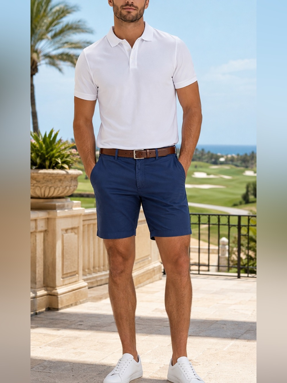 Original Penguin Men's‎ Shorts - Stylish Blue Casual Chino Golf Shorts